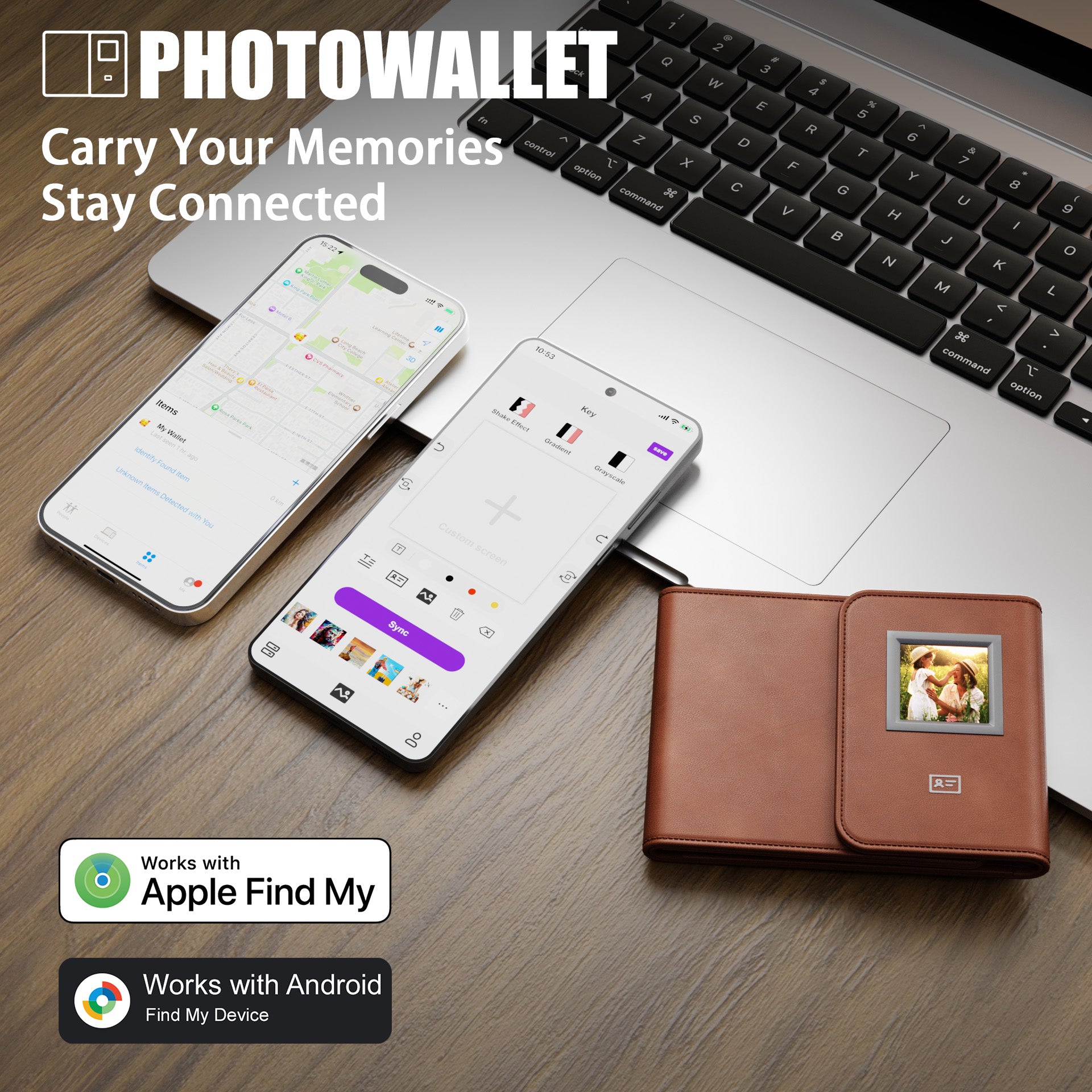 E-ink Wallet with Real-Time Tracking | Wireless Charging, RFID Blocking, Personalized E-Ink Display